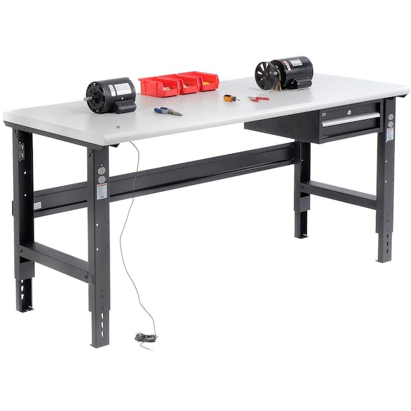 Global Industrial 72x36 Adjustable Height Workbench C-Channel Leg, ESD Safety Edge Black 250227BK - main